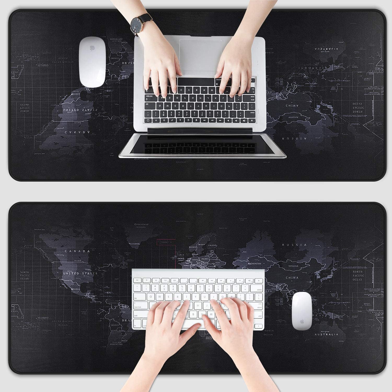 Large Gaming Mouse Map Pad 800×300×2MM (31.50X11.81X0.08 Inch),With Non-Slip Base,Waterproof and Foldable Pad,Desktop Pad Suitable for Gamers,Suitable for Desktop,Office and Home,Black